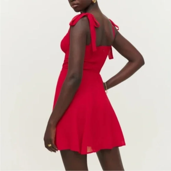 Reformation Niara Mini Dress size 10 in Cherry Red - Picture 3 of 9